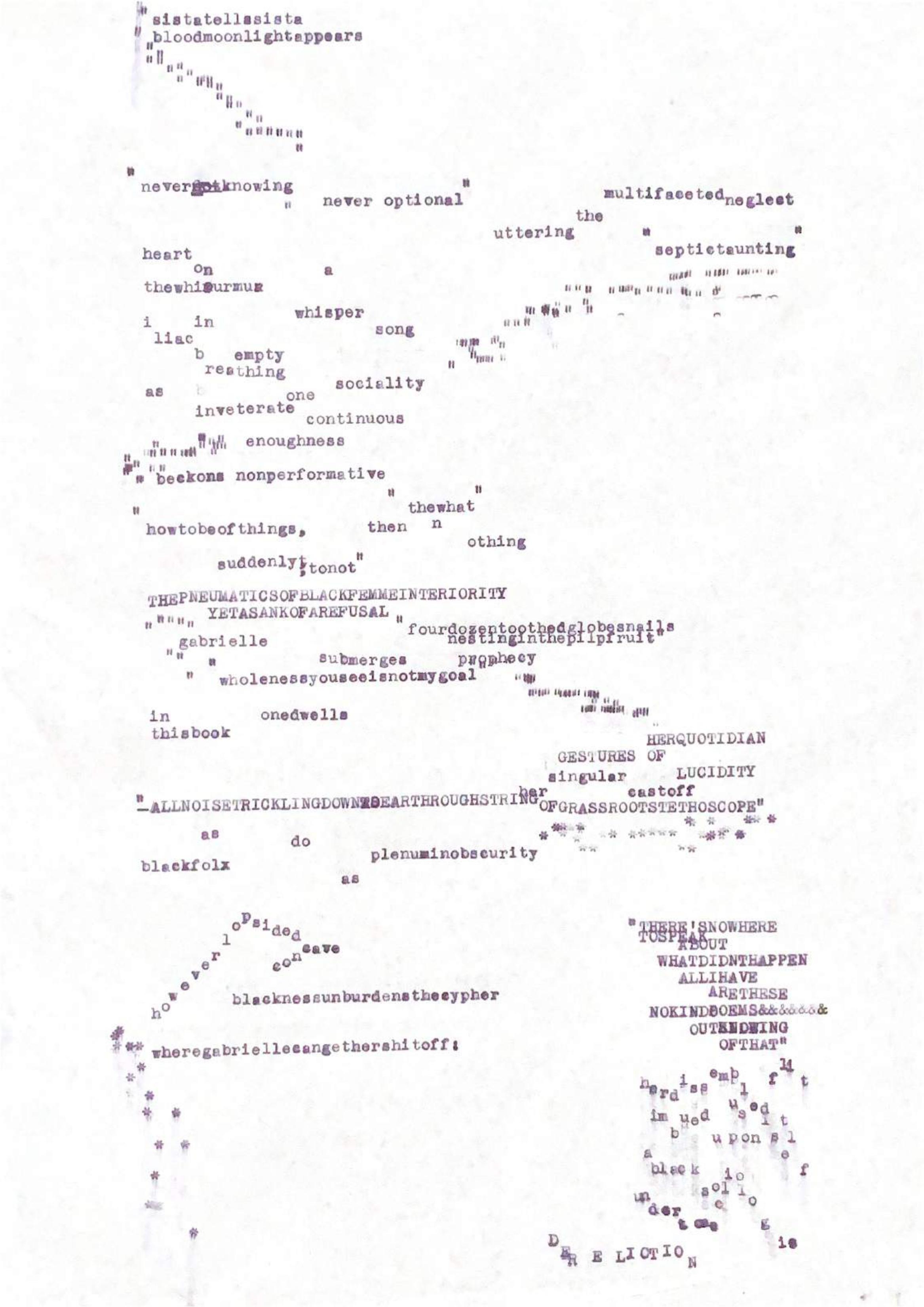 A concrete poem written with a typewriter.